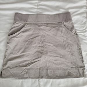 Omni-Shield Mini Skort in Taupe Women's M Sporty Skirt with Built-in Shorts